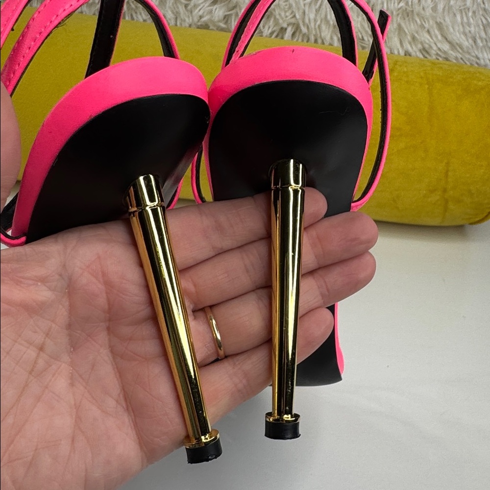 Nine West • Women's Reina Heeled Sandal • Neon Pink • Size 9.5 • - Picture 9 of 17